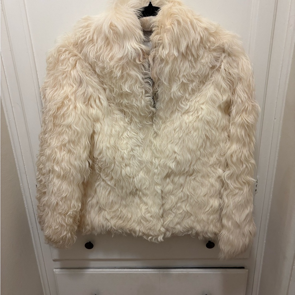 Women's Cream fur Mongolian curly shearling jacket